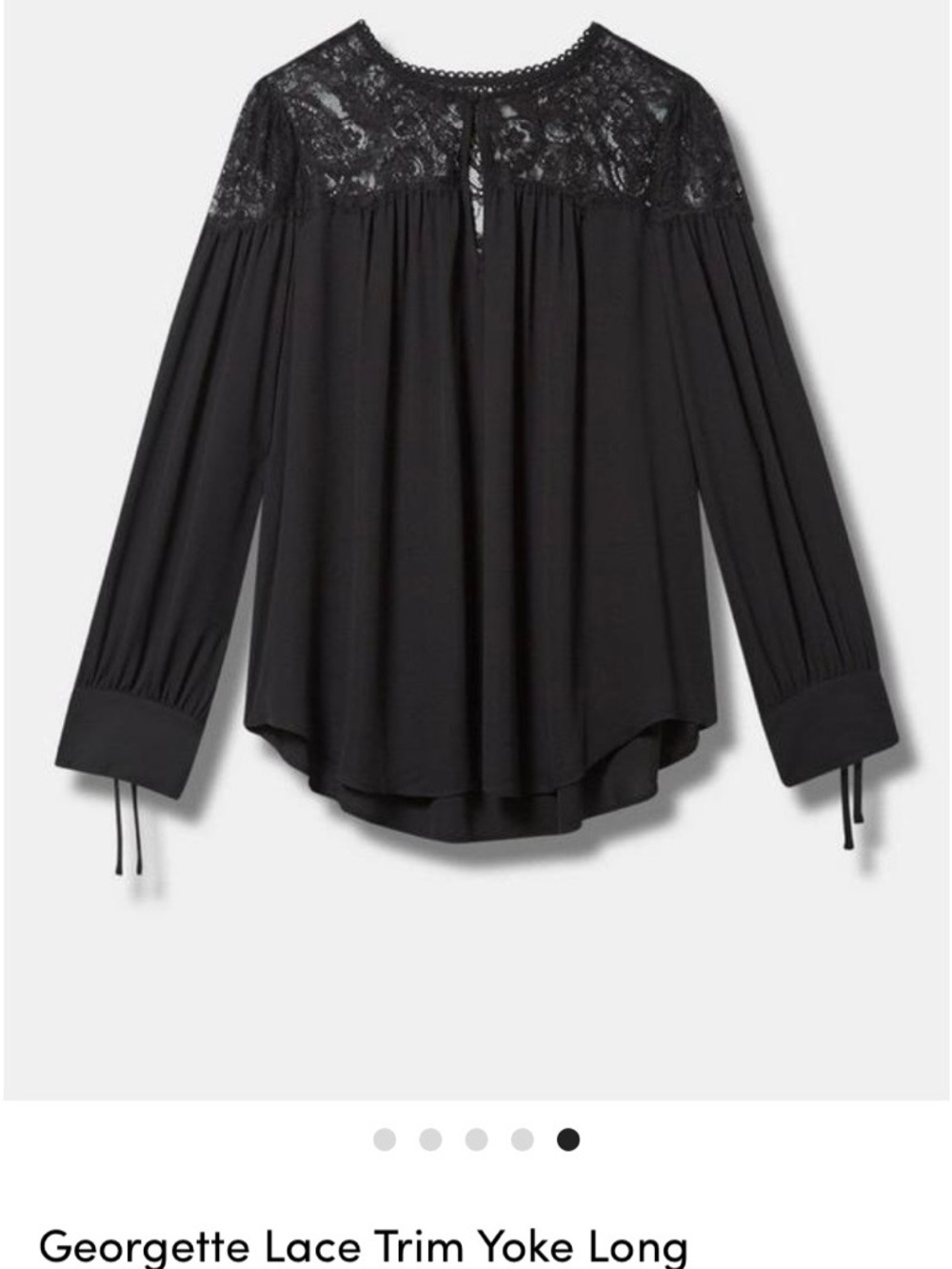 torrid Black Georgette Lace Yoke Long Sleeve Top